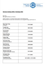 Holidays Germany 2022