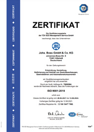 JBO ISO 9001:2015 TÜV-Certificates German