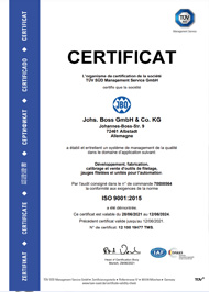 JBO ISO 9001:2015 TÜV-Zertifikat französisch